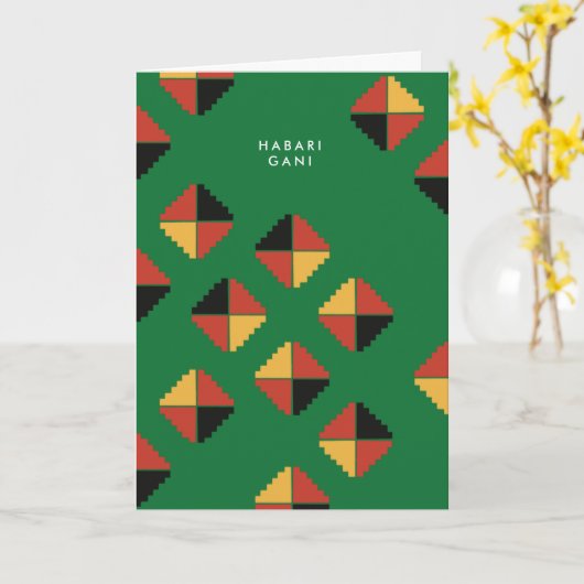 Pan African Pattern Kwanzaa Holiday Greeting Kaart (Gele Bloem)
