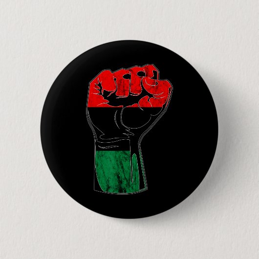 Pan African Unia Flag Handfist Black History Junet Ronde Button 5,7 Cm (Voorkant)