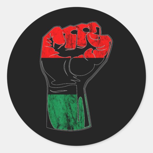 Pan African Unia Flag Handfist Black History Junet Ronde Sticker (Voorkant)