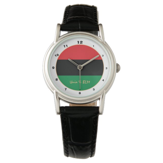 Pan African, Unia Flag Symbol trendy mode watch Horloge (Voorkant)