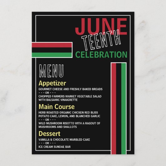 Pan-Afrikaans vlagontwerp, 10e herfst Menu (Voorkant)