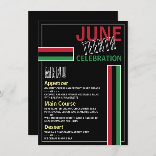 Pan-Afrikaans vlagontwerp, 10e herfst Menu (Voorkant / Achterkant)