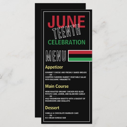 Pan-Afrikaans vlagontwerp, 10e herfst Menu (Voorkant / Achterkant)