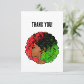 Pan Afrikaans zwart meisje vrouw rood groen pride Bedankkaart (Staand voorkant)