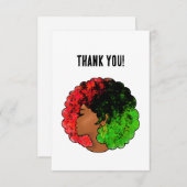 Pan Afrikaans zwart meisje vrouw rood groen pride Bedankkaart (Voorkant / Achterkant)