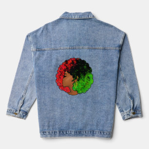 Pan Afrikaans zwart meisje vrouw rood groen pride Denim Jacket