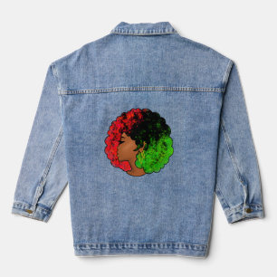 Pan Afrikaans zwart meisje vrouw rood groen pride Denim Jacket