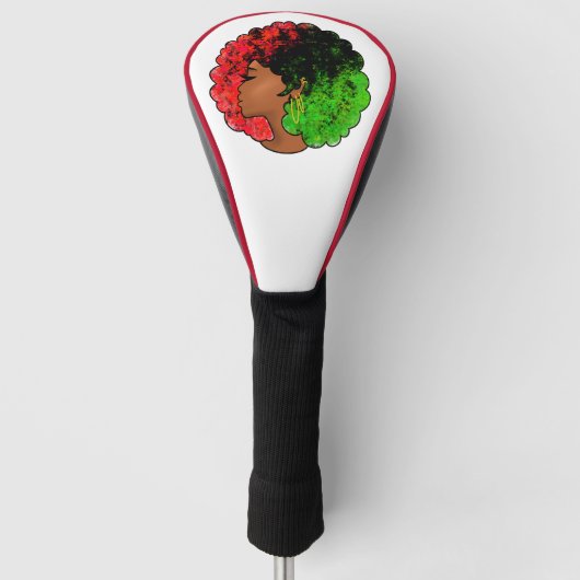 Pan Afrikaans zwart meisje vrouw rood groen pride  Golfheadcover (Voorkant)
