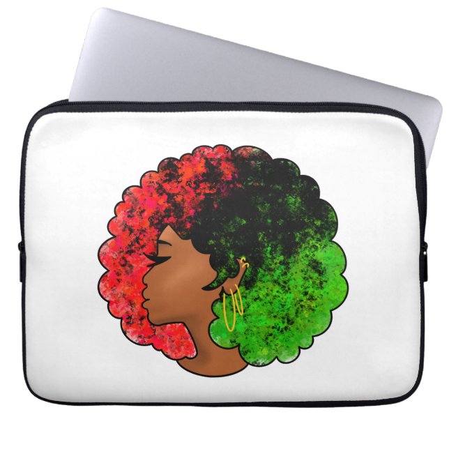 Pan Afrikaans zwart meisje vrouw rood groen pride  Laptop Sleeve (Voorkant)