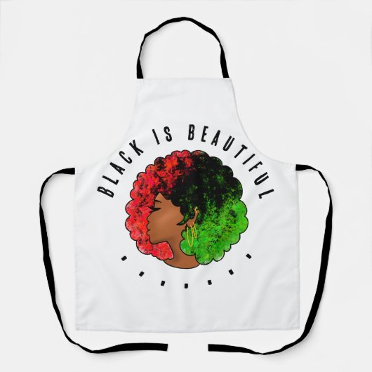 Pan Afrikaans zwart meisje vrouw rood groen pride  Schort (Voorkant)