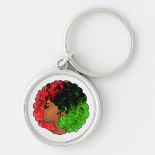 Pan Afrikaans zwart meisje vrouw rood groen pride Sleutelhanger