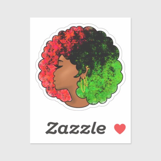 Pan Afrikaans zwart meisje vrouw rood groen pride  Sticker (Vel)