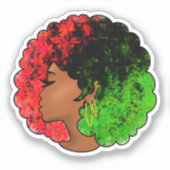 Pan Afrikaans zwart meisje vrouw rood groen pride  Sticker (Voorkant)