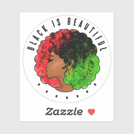 Pan Afrikaans zwart meisje vrouw rood groen pride  Sticker (Vel)