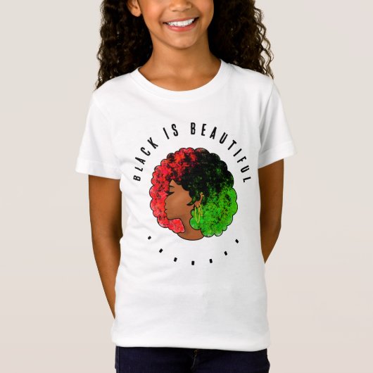 Pan Afrikaans zwart meisje vrouw rood groen pride T-shirt (Voorkant)