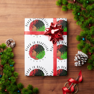 Pan-Afrikaans zwart meisje vrouw rood groen trots Cadeaupapier
