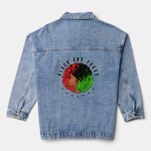 Pan-Afrikaans zwart meisje vrouw rood groen trots Denim Jacket