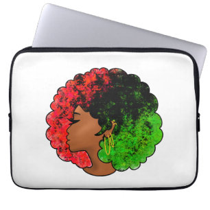 Pan-Afrikaans zwart meisje vrouw rood groen trots  Laptop Sleeve