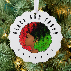 Pan-Afrikaans zwart meisje vrouw rood groen trots Ornament Kaart