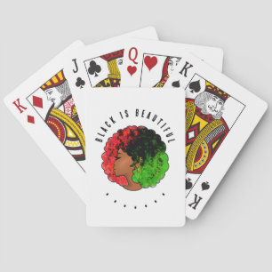 Pan-Afrikaans zwart meisje vrouw rood groen trots Pokerkaarten