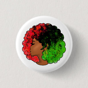 Pan-Afrikaans zwart meisje vrouw rood groen trots Ronde Button 3,2 Cm