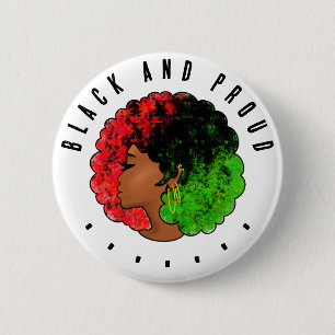 Pan-Afrikaans zwart meisje vrouw rood groen trots Ronde Button 5,7 Cm