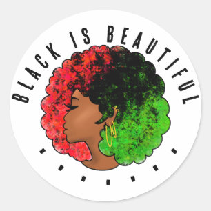Pan-Afrikaans zwart meisje vrouw rood groen trots Ronde Sticker