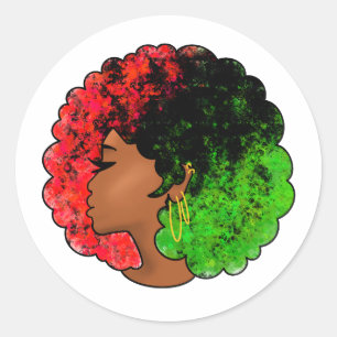 Pan-Afrikaans zwart meisje vrouw rood groen trots Ronde Sticker