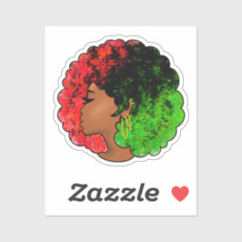 Pan-Afrikaans zwart meisje vrouw rood groen trots  Sticker