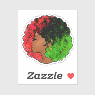 Pan-Afrikaans zwart meisje vrouw rood groen trots  Sticker