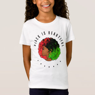 Pan-Afrikaans zwart meisje vrouw rood groen trots T-shirt