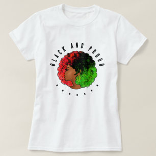 Pan-Afrikaans zwart meisje vrouw rood groen trots  T-shirt
