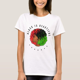 Pan-Afrikaans zwart meisje vrouw rood groen trots T-shirt