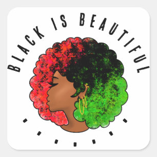 Pan-Afrikaans zwart meisje vrouw rood groen trots Vierkante Sticker