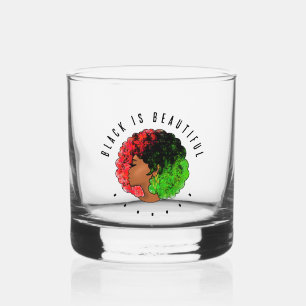 Pan-Afrikaans zwart meisje vrouw rood groen trots Whisky Glas
