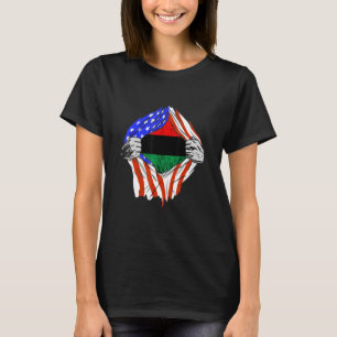 Pan Afrikaanse Borst Afro Amerikaanse Unia Vlag Zw T-shirt