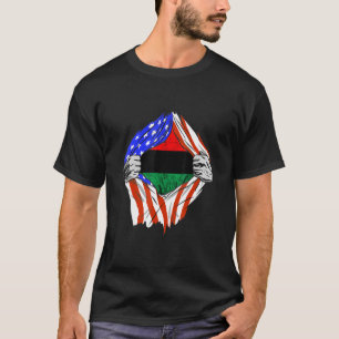 Pan Afrikaanse Borst Afro Amerikaanse Unia Vlag Zw T-shirt