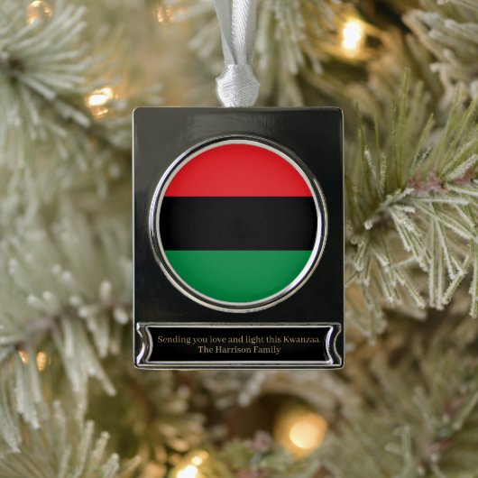 Pan-Afrikaanse UNIA Kwanzaa vlag gepersonaliseerd Verzilverd Banner Ornament (Boom)