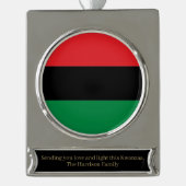 Pan-Afrikaanse UNIA Kwanzaa vlag gepersonaliseerd Verzilverd Banner Ornament (Voorkant)