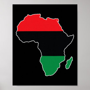 Pan-Afrikaanse Unia Vlag Kaart Continent Zwarte Ge Poster