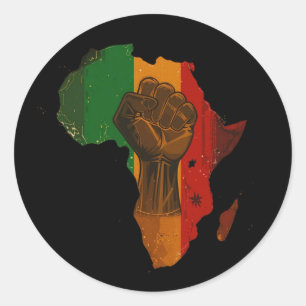 Pan-Afrikaanse Verhoogde Vist & Afrika Outline Des Ronde Sticker