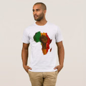 Pan-Afrikaanse Verhoogde Vist & Afrika Outline Des T-shirt (Voorkant volledig)