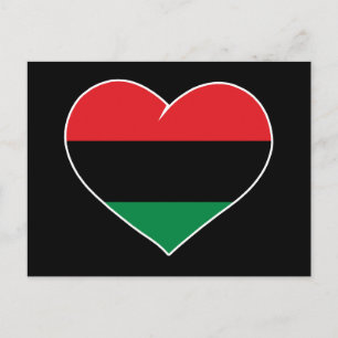 Pan-Afrikaanse vlag hart Afro-Amerikaanse Zwarte g Briefkaart