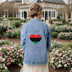 Pan-Afrikaanse vlag hart Afro-Amerikaanse Zwarte g Denim Jacket
