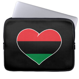 Pan-Afrikaanse vlag hart Afro-Amerikaanse zwarte g Laptop Sleeve
