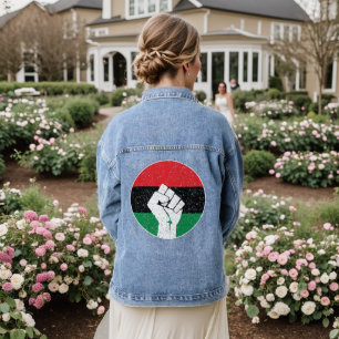 Pan-Afrikaanse vlag Vuist, Afro-Amerikaanse zwarte Denim Jacket