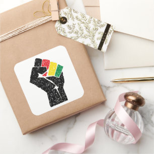 Pan-Afrikaanse vlag Vuist, Afro-Amerikaanse zwarte Vierkante Sticker