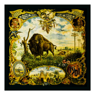 Pan Am Expo met Bizon- en indiaanse motieven Perfect Poster