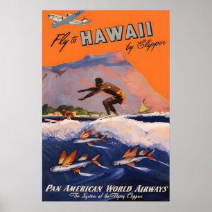 Pan Am Hawaii Jaren 40 Reisaffiche Print 1