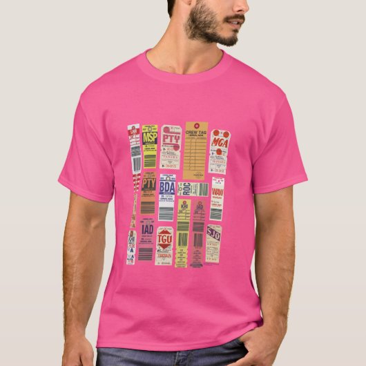 Pan Am Vintage Bagage Labels T-shirt (Voorkant)